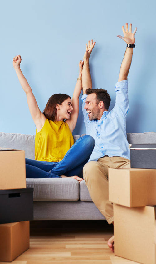 Couple cheering about Mortgages.