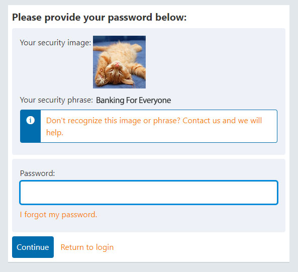 Image of screenshot of Online Banking Login